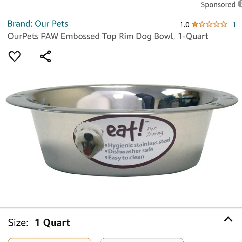 New 1 quart metal pwt dish
